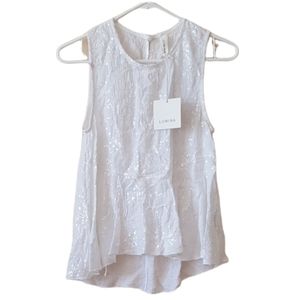 LUMINA White sparkling tank top VIscosa Sleeveless